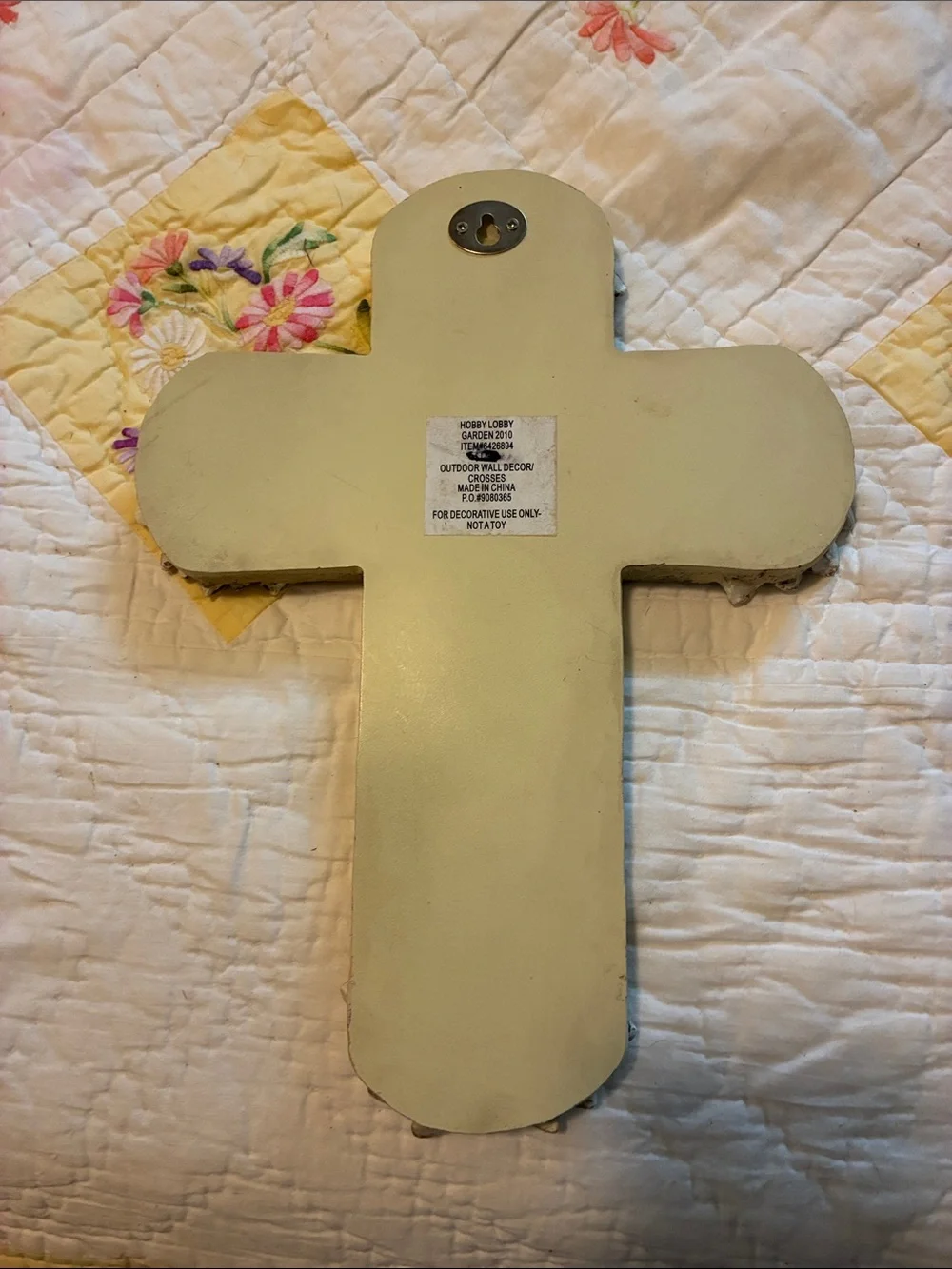 Hobby Lobby Cream Wall Cross with Blue Floral Accents